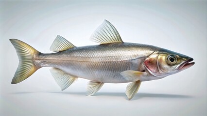 Fototapeta premium Minimalist Whiting Fish Photography: Clean Images of Silver Fish