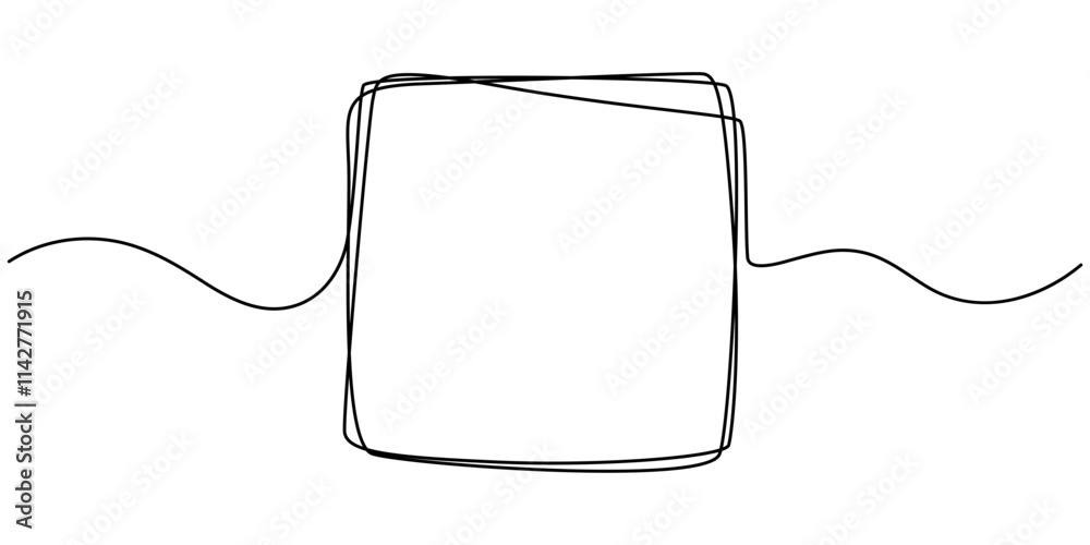 Leinwandbilder Continuous line drawing of a black square. One-line icon of a geometric frame. A sketch of a rectangular frame. Vector editable line illustration, A single line drawing of a triangle. pro vector.