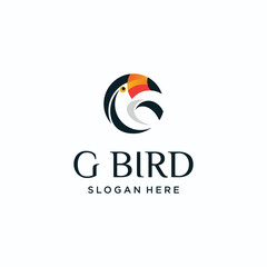 tropical bird logo with letter G concept , collection of tropical bird logos with letter G concept