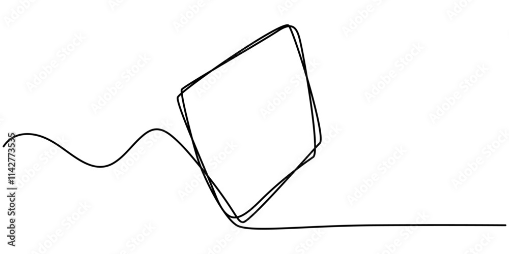 Leinwandbilder Continuous line drawing of a black square. One-line icon of a geometric frame. A sketch of a rectangular frame. Vector editable line illustration, A single line drawing of a triangle. pro vector.