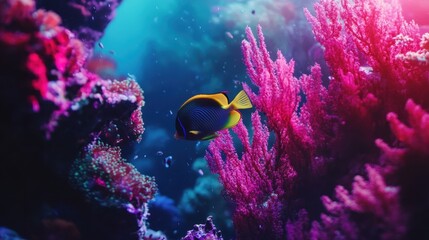 Obraz premium Colorful fish swimming through vibrant coral reef in clear ocean waters during midday