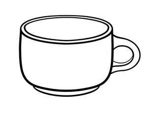 Small coffee cup - vector linear picture for coloring. Mug - an element for a coloring book. Outline. Hand drawing.	