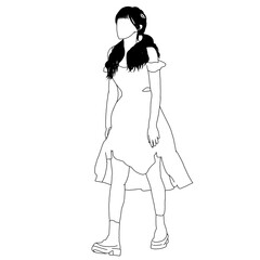 silhouette of a girl.Women wear dresses.
