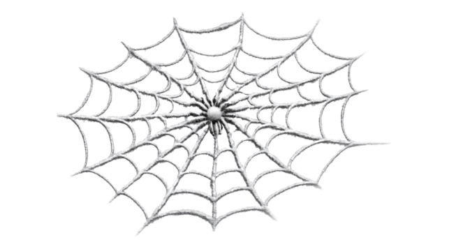Spider web with spider, transparent background