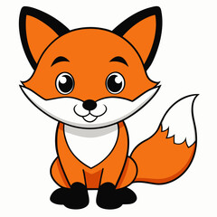 Cartoon Fox with Big Eyes and Fluffy Tail - Cute Animal Vector Illustration