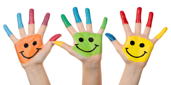 Hands Painted With Smileys on transparent background	 - Powered by Adobe