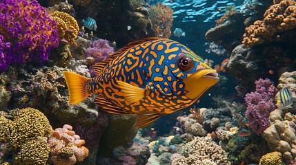 Vibrant fish in coral reef habitat.