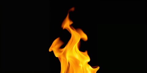 Vibrant flame dancing on black background, energy concept