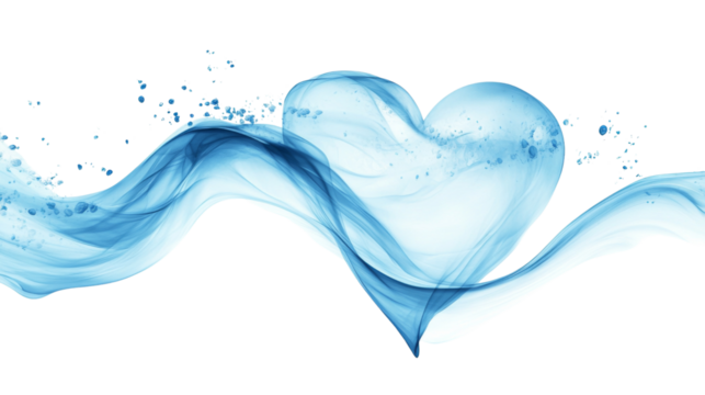 Heart-shaped liquid splash, transparent background
