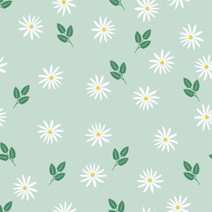 Daisy Collection Dots Seamless leaves Flowers Floral Placement Print