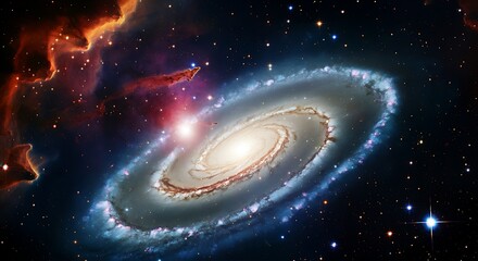 A cosmic 3D wallpaper with planets, stars, and galaxies seemingly floating out of the screen