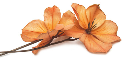 Dried oleander flower blossom petal plant isolated on a white background