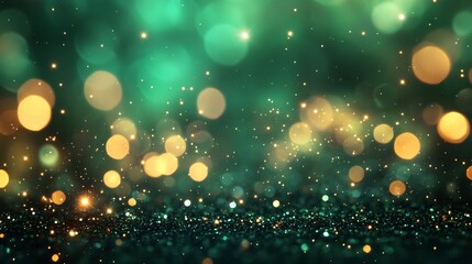 Abstract Background Featuring Glowing Golden Oranges and Teals With Sparkling Lights.
