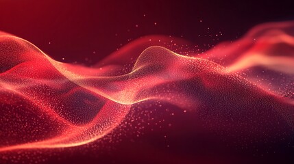 Obraz premium Abstract red and gold wavy lines with sparkles on a black background.