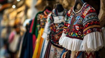 Naklejka premium Cultural Costumes in Artistic Exhibition Display
