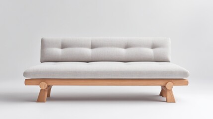 Obraz premium Modern Minimalist Sofa with Wooden Legs for Contemporary Living Room Decor and Stylish Interior Design