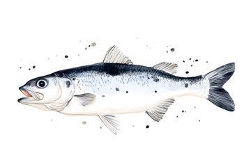 Obraz premium Fish watercolor illustration isolated on white background