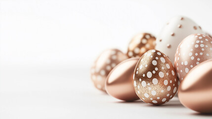 Naklejka premium Easter eggs 3D border rose gold isolated on a white background