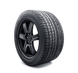 Fototapeta premium Сar black rubber tires on a transparent background.