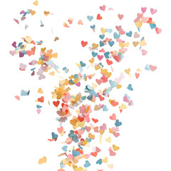 Colorful confetti with ribbon satin for celebration, decoration, new year, anniversary, event, party, wedding, festive & birthday isolated on a transparent background.