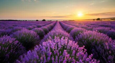 Obraz premium lavender field at sunset