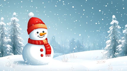 Obraz premium A Snowman Standing in the Middle of a Field in the Winter.