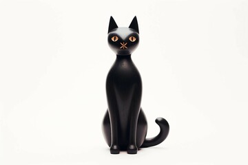 Fototapeta premium Cat Figurine, Isolated white background, flat lay