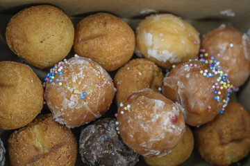 Set of mini size bite size donuts snack