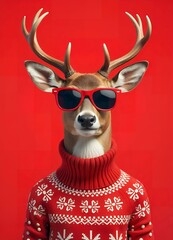 Cool deer in a festive sweater