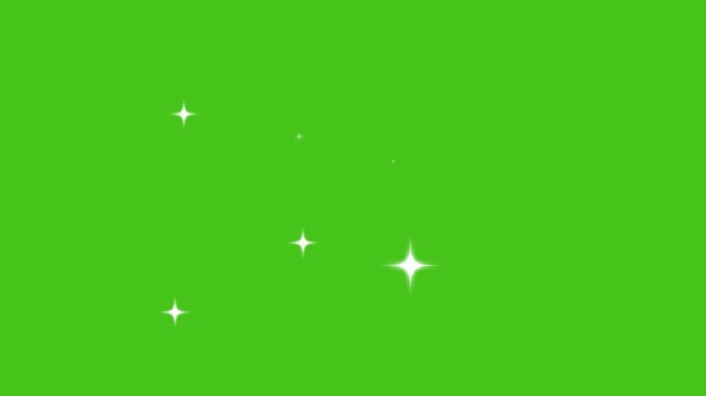 twinkling stars 4k animation on green screen background.dazzling glowing stars, magical twinkling stars, 4k glitter animation. Star twinkling for festive holiday event.4k video