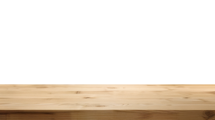 Wood table with perspective view. Wooden desk isolated on transparent background with top front view. Realistic kitchen board vector illustration. Rustic countertop of timber surface, floor, deck