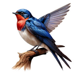 Colorful Bluebird with Red Chest in Flight - Vibrant Wildlife Illustration