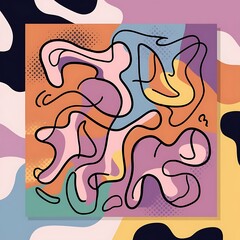 Fototapeta premium Trendy abstract background composition of amorphous forms and lines vector illustration