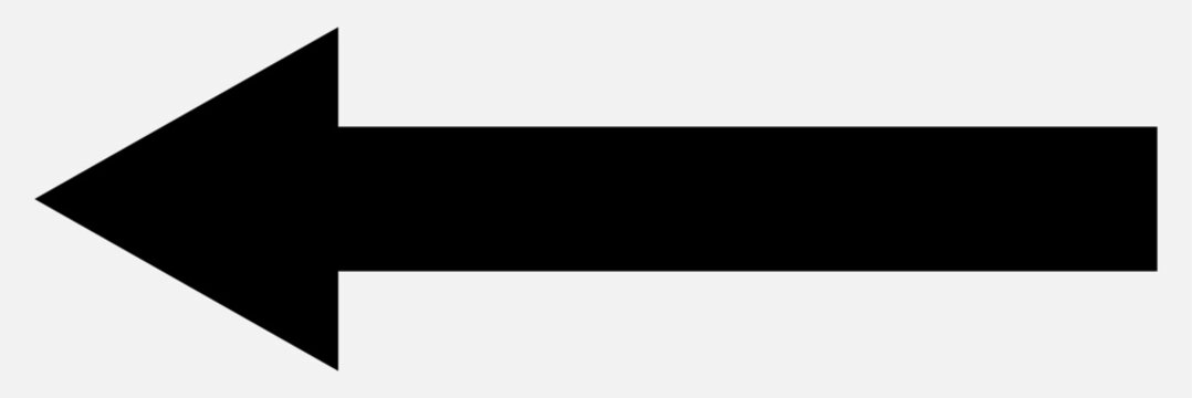  Horizontal black arrow icon with a long arrow, black large forward or left pointing solid long arrow icon sketched as vector symbol. eps10