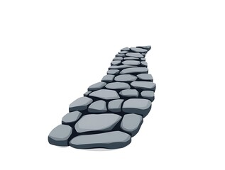 Stone Path: A Winding Cobblestone Road, Simple Cartoon Style