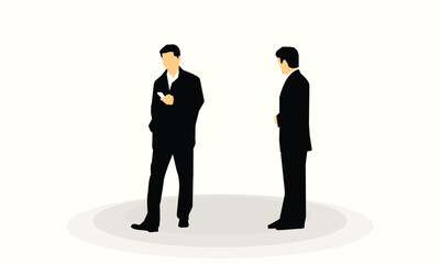 Businessman Character Model Vector of men and a woman, standing business people, Office man and woman, black and white background, logo, icon. businessmen Front side, back view animated character.