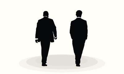 Businessman Character Model Vector of men and a woman, standing business people, Office man and woman, black and white background, logo, icon. businessmen Front side, back view animated character.