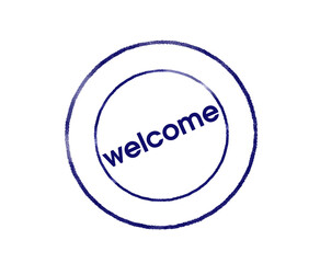 Welcome stamp close up