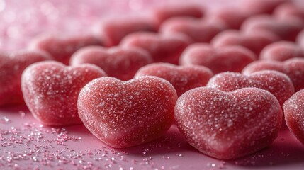 Obraz premium A close-up of colorful candy hearts in various shapes and sizes