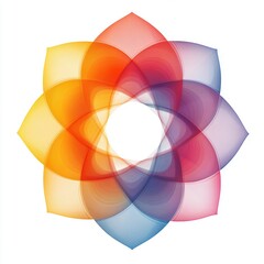 Obraz premium Colorful geometric flower symbol with multilayered gradient petals