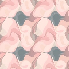 Abstract Swirls:  A seamless pattern of soft, flowing, and abstract shapes in pastel pink, beige, and gray hues creates a calming and elegant design.