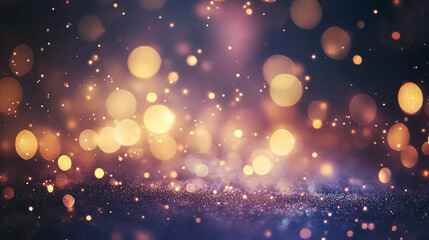 Fototapeta premium Neon light effect background with bokeh and tiny particles dancing, sparkling blurred abstract shiny bokeh background, abstract background with blurred bokeh lights with shiny sparkle glitters.