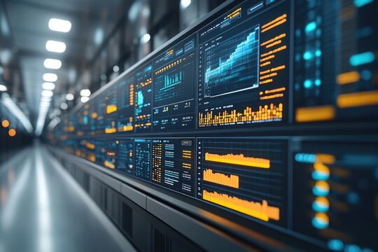 A collection of monitors on a desk or workstation