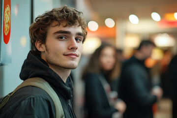Fototapeta premium Many different people waiting indoor generative AI picture