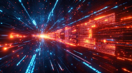 Fototapeta premium Futuristic digital data stream in a sci-fi cybernetic universe