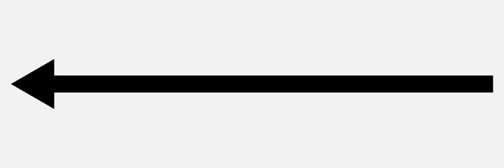  Horizontal black arrow icon with a long arrow, black large forward or left pointing solid long arrow icon sketched as vector symbol. eps10