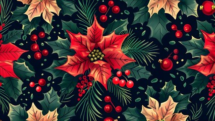 christmas background with christmas tree seamless