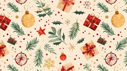 christmas background with christmas tree seamless