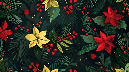 christmas background with christmas tree seamless