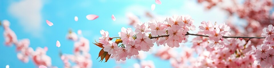 Fototapeta premium Cherry blossom branch. Spring. Background, wallpaper, banner, poster
